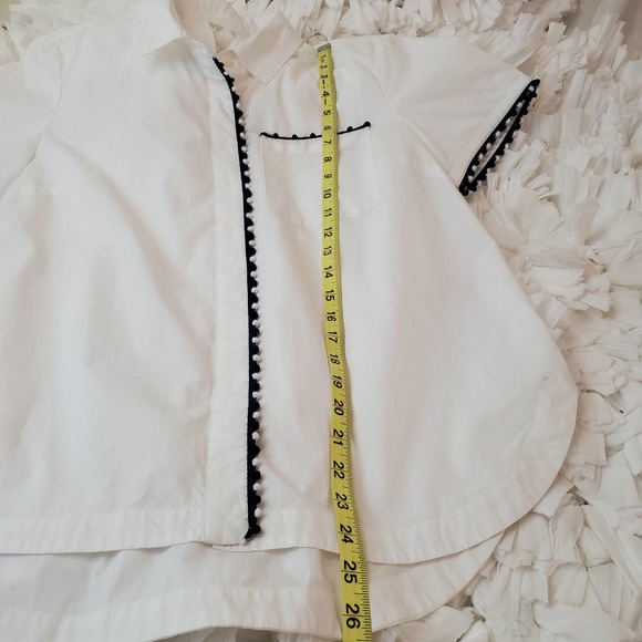 CROWN & IVY| POM POM WHITE DRESS SHIRT 100%  COTTON WOMEN'S SIZE SMALL - Picture 15 of 17